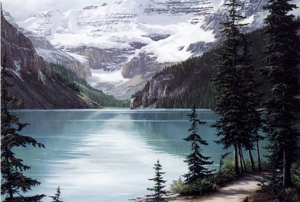 (image for) Handmade oil painting Copy paintings of famous artists Fred Buchwitz's Lake Louise - Click Image to Close
